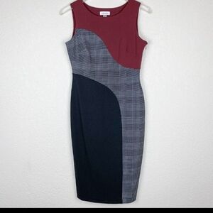 Calvin Klein Women's Red and Black Colorblock Dress